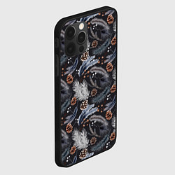 Чехол для iPhone 12 Pro Max Узор из еловых веток и шишек Акварельный рисунок, цвет: 3D-черный — фото 2