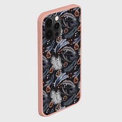 Чехол для iPhone 12 Pro Max Узор из еловых веток и шишек Акварельный рисунок, цвет: 3D-светло-розовый — фото 2