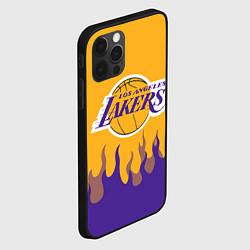 Чехол для iPhone 12 Pro Max LA LAKERS NBA FIRE ЛЕЙКЕРС ОГОНЬ, цвет: 3D-черный — фото 2