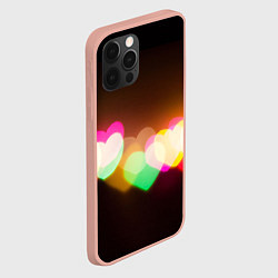 Чехол для iPhone 12 Pro Max Горящие сердца всех цветов радуги, цвет: 3D-светло-розовый — фото 2