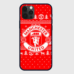 Чехол iPhone 12 Pro Max FC Manchester United: Новогодний узор