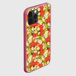 Чехол для iPhone 12 Pro Max Красочный Цветочный Фон, цвет: 3D-малиновый — фото 2