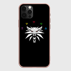 Чехол для iPhone 12 Pro Max LOGO THE WITCHER, цвет: 3D-светло-розовый