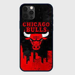 Чехол для iPhone 12 Pro Max Chicago Bulls, Чикаго Буллз Город, цвет: 3D-черный