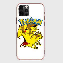 Чехол для iPhone 12 Pro Max Пикачу злой Pokemon, цвет: 3D-светло-розовый