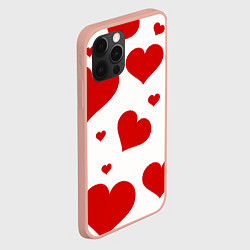 Чехол для iPhone 12 Pro Max Красные сердечки Heart, цвет: 3D-светло-розовый — фото 2