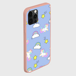 Чехол для iPhone 12 Pro Max Единоржки и облака, цвет: 3D-светло-розовый — фото 2
