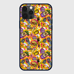 Чехол для iPhone 12 Pro Max Поп арт животные, еда, цвет: 3D-черный