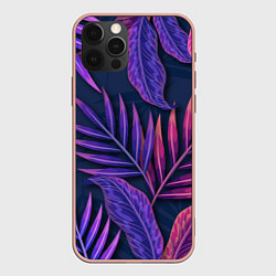 Чехол для iPhone 12 Pro Max Neon Tropical plants pattern, цвет: 3D-светло-розовый