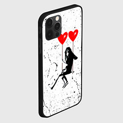 Чехол для iPhone 12 Pro Max BANKSY БЭНКСИ девочка на качелях с сердцами, цвет: 3D-черный — фото 2