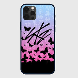 Чехол для iPhone 12 Pro Max Stray Kids Бабочки, цвет: 3D-черный