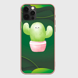 Чехол для iPhone 12 Pro Max Зеленый милый кактус, цвет: 3D-светло-розовый