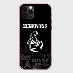 Чехол iPhone 12 Pro Max Scorpions логотипы рок групп