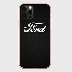 Чехол для iPhone 12 Pro Max Ford форд крбон, цвет: 3D-светло-розовый