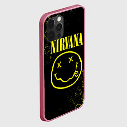 Чехол для iPhone 12 Pro Max NIRVANA логотипы, цвет: 3D-малиновый — фото 2