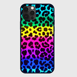 Чехол для iPhone 12 Pro Max Leopard Pattern Neon, цвет: 3D-черный