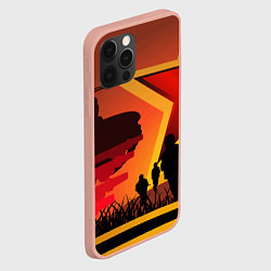 Чехол для iPhone 12 Pro Max Звезда ПОБЕДЫ и силуэты солдат, цвет: 3D-светло-розовый — фото 2