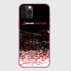 Чехол для iPhone 12 Pro Max Gears tactics белые красные брызги, цвет: 3D-малиновый