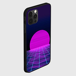 Чехол для iPhone 12 Pro Max Закат розового солнца Vaporwave Психоделика, цвет: 3D-черный — фото 2