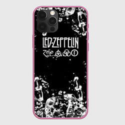 Чехол для iPhone 12 Pro Max LED ZEPPELIN texture вода, цвет: 3D-малиновый