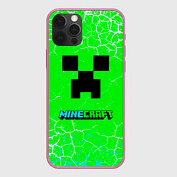 Чехол iPhone 12 Pro Max Minecraft зеленый фон