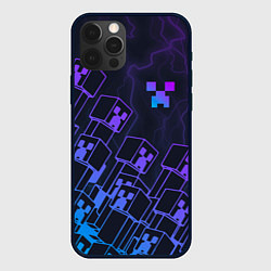 Чехол для iPhone 12 Pro Max Minecraft CREEPER NEON, цвет: 3D-черный