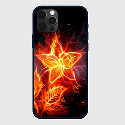 Чехол для iPhone 12 Pro Max Flower Neon Fashion 2035 Flame, цвет: 3D-черный