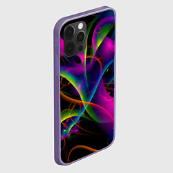 Чехол для iPhone 12 Pro Max Vanguard neon pattern Авангардный неоновый паттерн, цвет: 3D-серый — фото 2