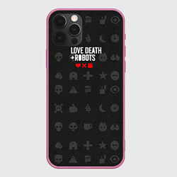 Чехол для iPhone 12 Pro Max Love Death Robots, цвет: 3D-малиновый