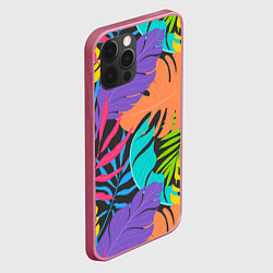 Чехол для iPhone 12 Pro Max Тропические экзотические листья, цвет: 3D-малиновый — фото 2