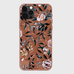 Чехол для iPhone 12 Pro Max Цветы Сад Кирпичного Цвета, цвет: 3D-светло-розовый