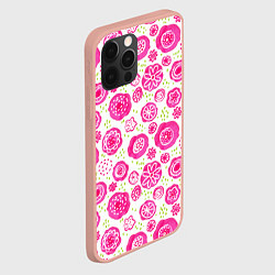 Чехол для iPhone 12 Pro Max Яркие розовые цветы в дудл стиле, абстракция, цвет: 3D-светло-розовый — фото 2