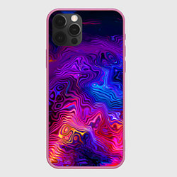 Чехол для iPhone 12 Pro Max Цветные неоновые разводы на воде Авангард Colored, цвет: 3D-малиновый