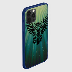 Чехол для iPhone 12 Pro Max Сова в лучах, цвет: 3D-тёмно-синий — фото 2