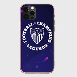 Чехол для iPhone 12 Pro Max Символ Sevilla и круглая надпись Football Legends, цвет: 3D-светло-розовый