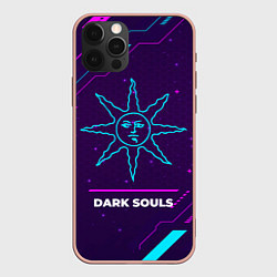 Чехол iPhone 12 Pro Max Символ Dark Souls Sun в неоновых цветах на темном