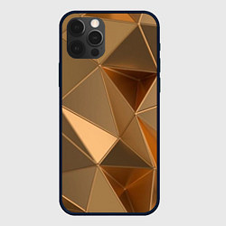 Чехол для iPhone 12 Pro Max Золотые 3D треугольники, цвет: 3D-черный