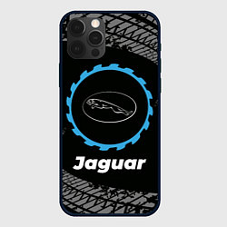 Чехол iPhone 12 Pro Max Jaguar в стиле Top Gear со следами шин на фоне