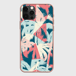 Чехол для iPhone 12 Pro Max Пальмы Паттерн, цвет: 3D-светло-розовый