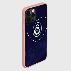 Чехол для iPhone 12 Pro Max Лого Galatasaray в сердечке на фоне мячей, цвет: 3D-светло-розовый — фото 2