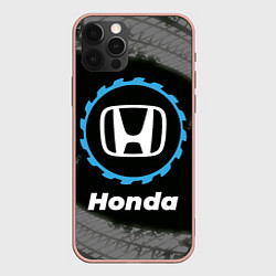 Чехол для iPhone 12 Pro Max Honda в стиле Top Gear со следами шин на фоне, цвет: 3D-светло-розовый
