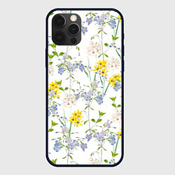 Чехол для iPhone 12 Pro Max Цветы Барвинок и Рудбекия, цвет: 3D-черный