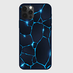 Чехол для iPhone 12 Pro Max Синие разломы, цвет: 3D-черный
