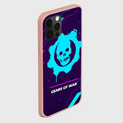 Чехол для iPhone 12 Pro Max Символ Gears of War в неоновых цветах на темном фо, цвет: 3D-светло-розовый — фото 2