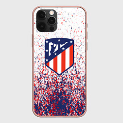 Чехол для iPhone 12 Pro Max Atletico madrid logo брызги красок, цвет: 3D-светло-розовый