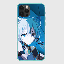 Чехол iPhone 12 Pro Max Catgirl с синими ушками