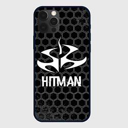 Чехол iPhone 12 Pro Max Hitman Glitch на темном фоне