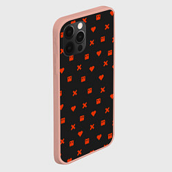 Чехол для iPhone 12 Pro Max Love Death and Robots red pattern, цвет: 3D-светло-розовый — фото 2