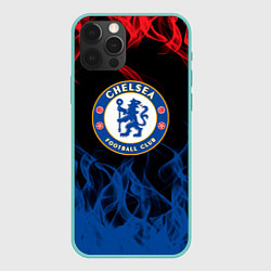 Чехол для iPhone 12 Pro Max Челси chelsea пламя, цвет: 3D-мятный