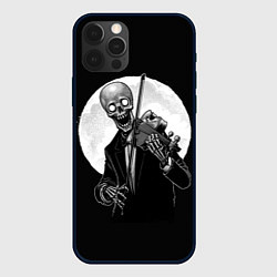 Чехол для iPhone 12 Pro Max Скелет скрипач под полной луной, цвет: 3D-черный